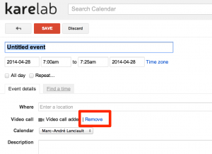 Supprimer appel video dans Google Calendrier